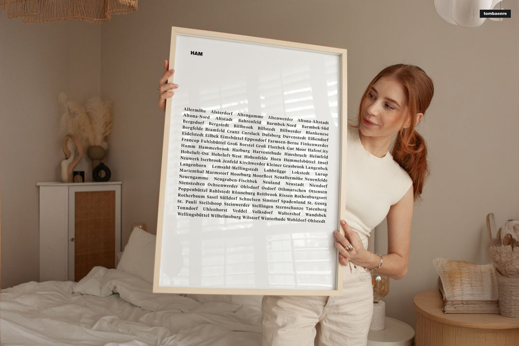 Premium Poster Hamburg - Hamburg Stadtteile - Typografie