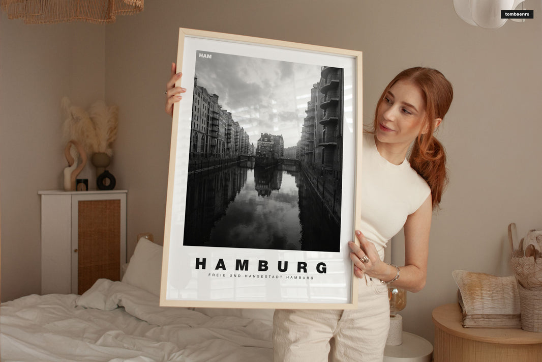 Premium Poster Hamburg - Wasserschloss - Typografie