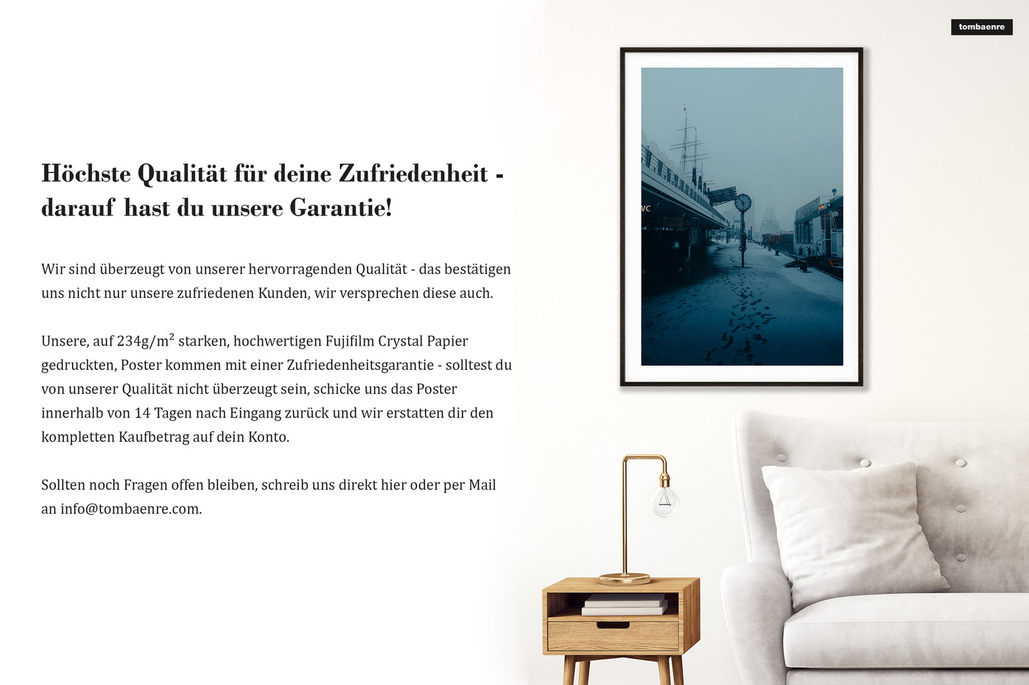 Premium Poster Hamburg - Landungsbrücken im Schnee