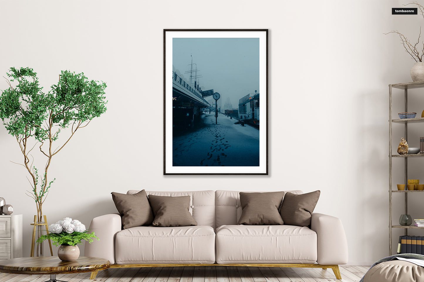 Premium Poster Hamburg - Landungsbrücken im Schnee