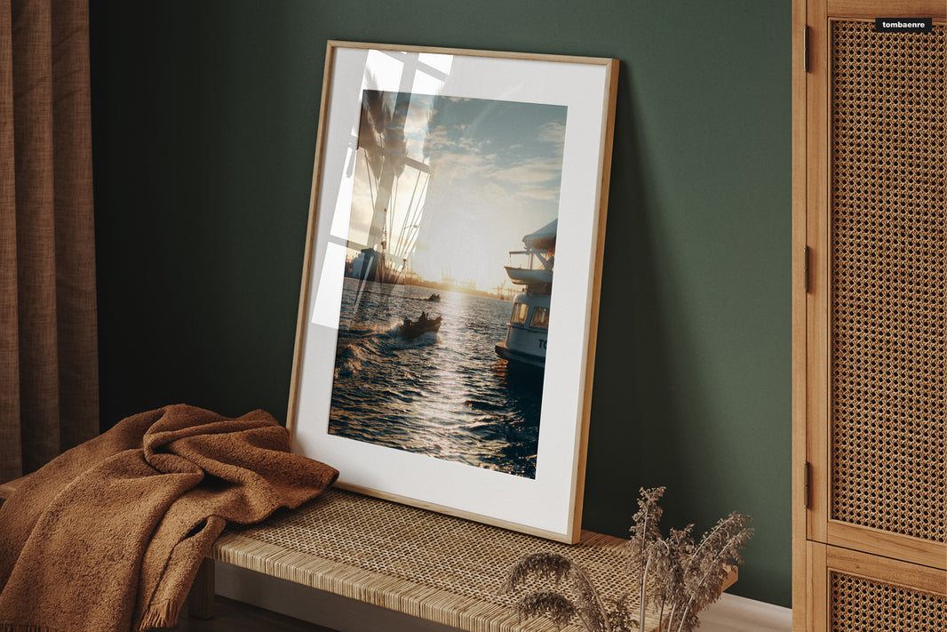 Premium Poster Hamburg - Container ship in the harbor