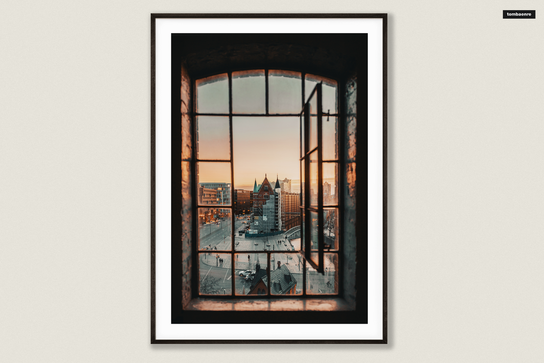 Premium Poster Hamburg - Ausblick auf die Speicherstadt