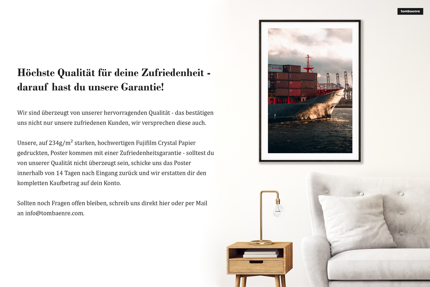 Premium Poster Hamburg - Containerschifff im Hafen