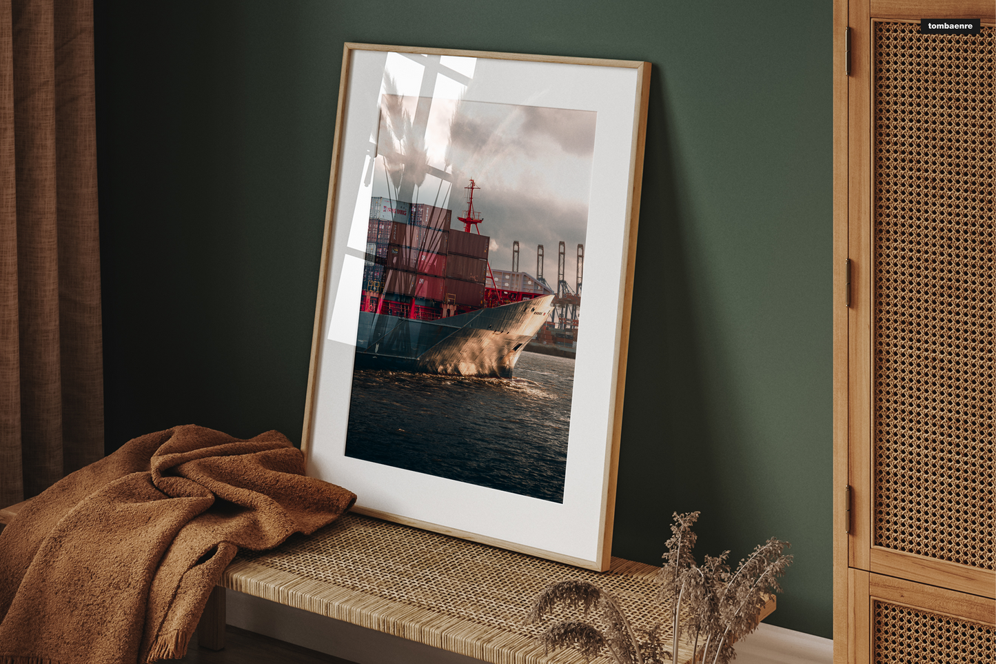 Premium Poster Hamburg - Containerschifff im Hafen