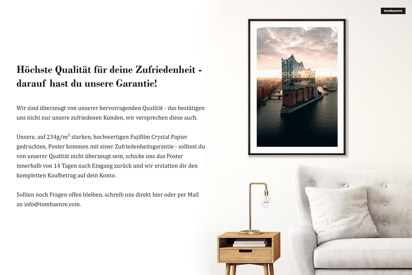 Premium Poster Hamburg - Elbphilharmonie im Sonnenaufgang