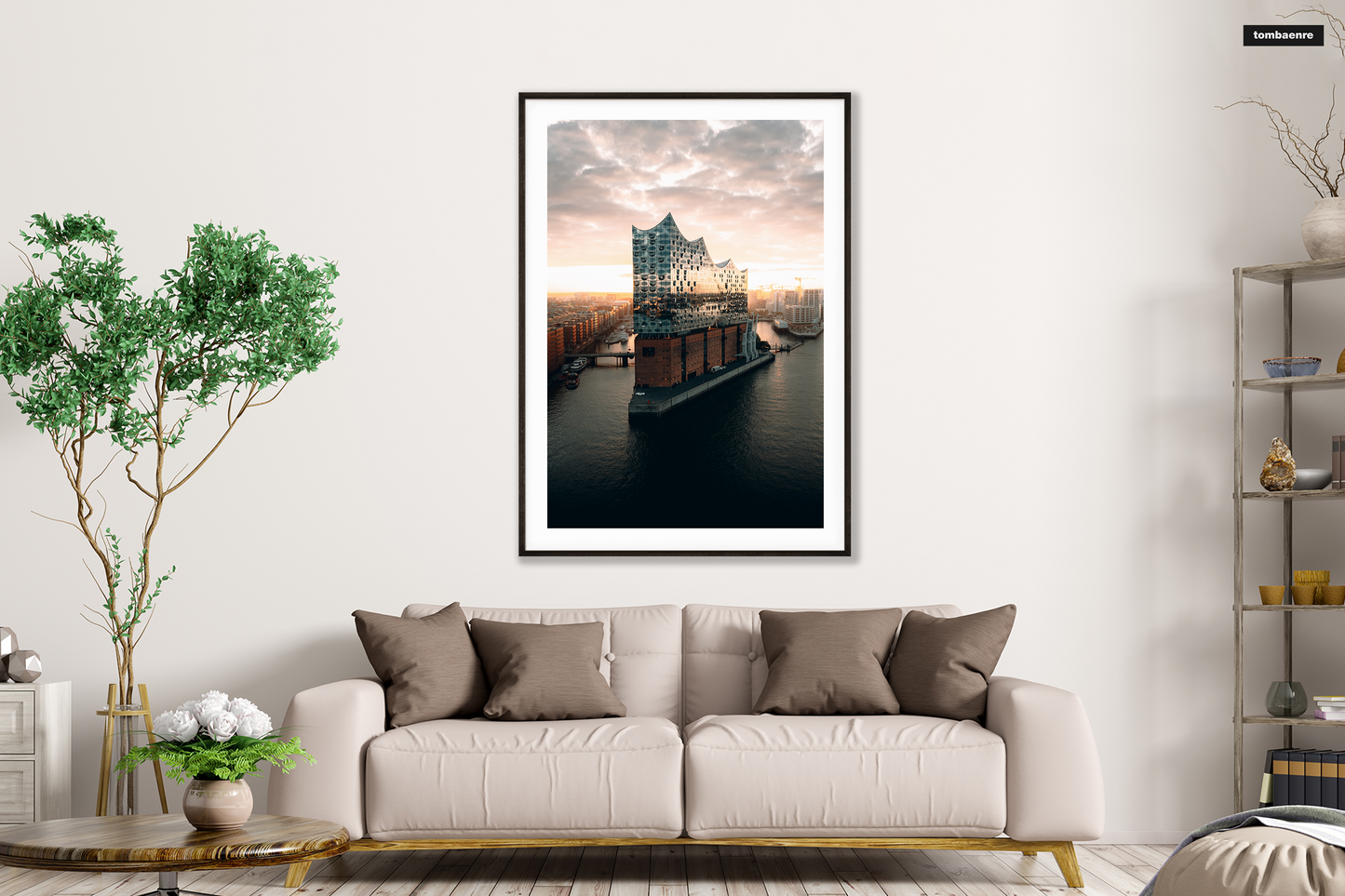 Premium Poster Hamburg - Elbphilharmonie im Sonnenaufgang