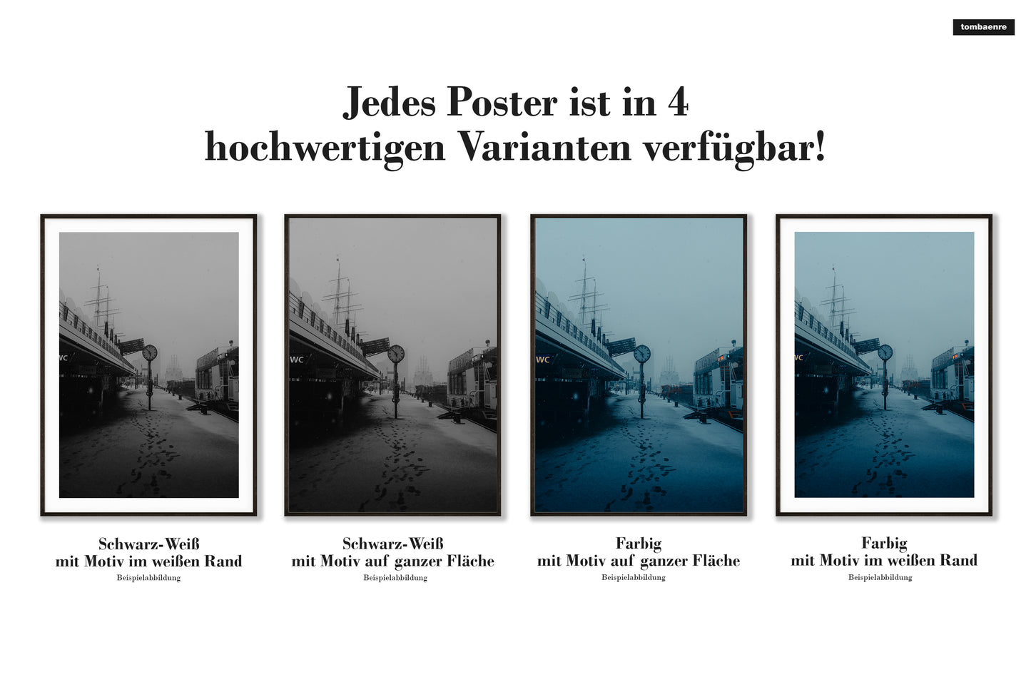 Premium Poster Hamburg - Landungsbrücken im Schnee
