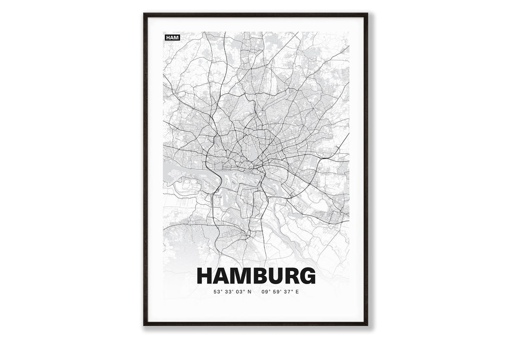 Premium Stadtplan Poster - Hamburg