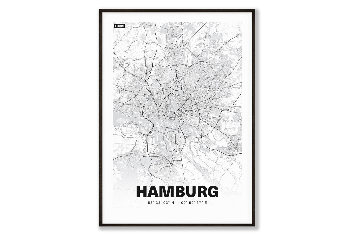 Premium Stadtplan Poster - Hamburg