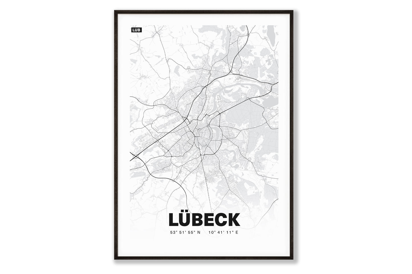 Premium Stadtplan Poster - Lübeck