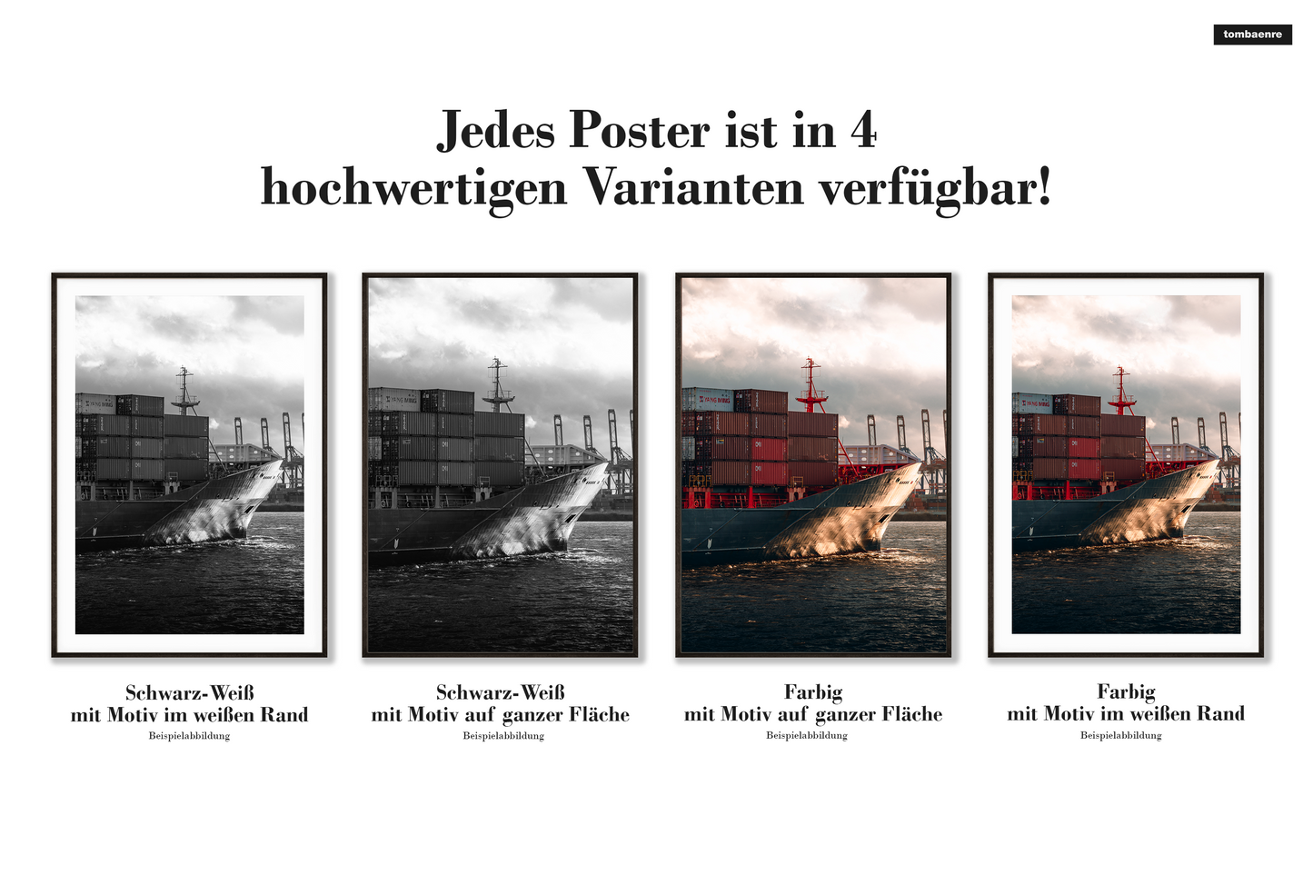 Premium Poster Hamburg - Containerschifff im Hafen