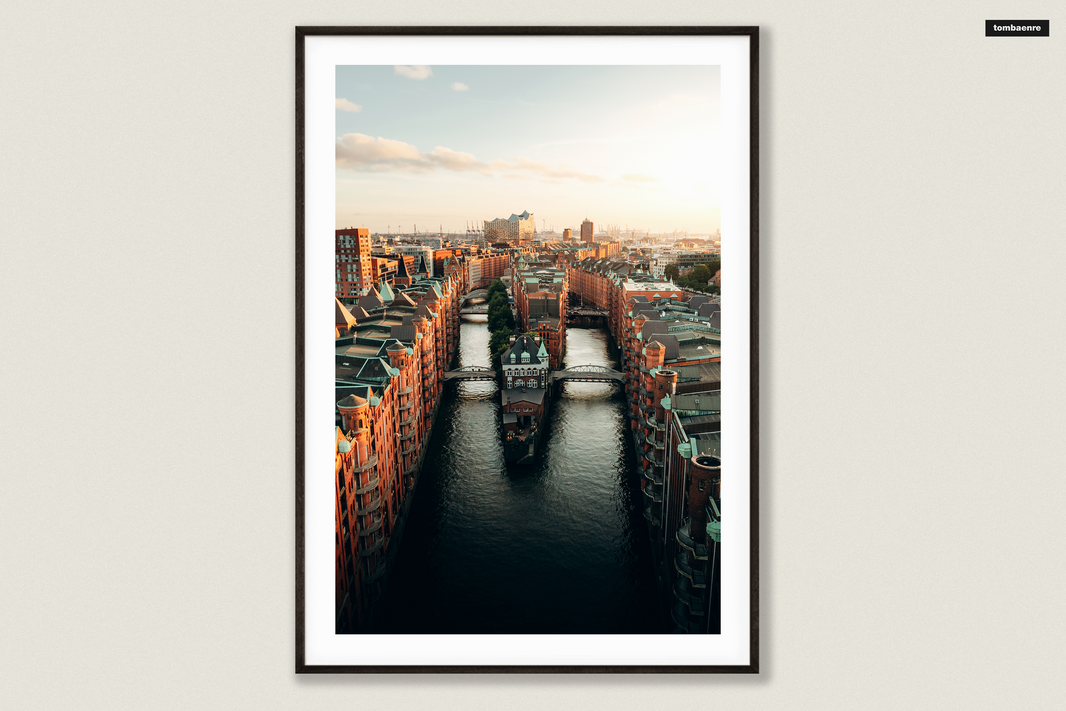 Premium Poster Hamburg - Above the Speicherstadt